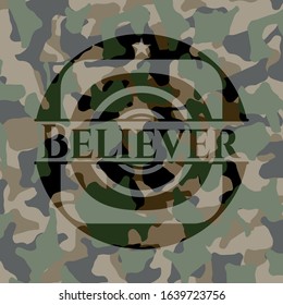 Believer on camo texture. Vector Illustration. Detailed.