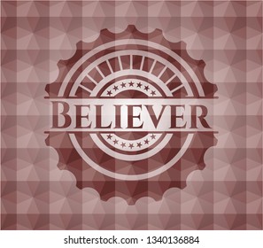 Believer red seamless geometric emblem.