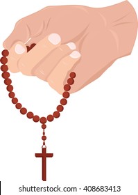 the believer's hand holding a rosary with a cross