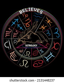 Believes Astrology.
Astrology symbols t-shirt. 