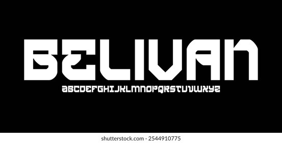 Belivan, abstract Fashion font alphabet. Minimal modern urban fonts for logo, brand etc. Typography typeface uppercase lowercase and number. vector illustration
