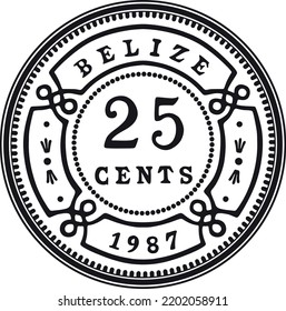 Belize 25 Cent Coin Black Design