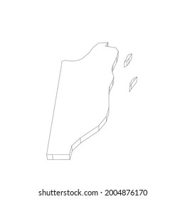 Belize - 3D schwarz dünnen Umriss Silhouette Karte des Landes. Einfache flache Vektorgrafik