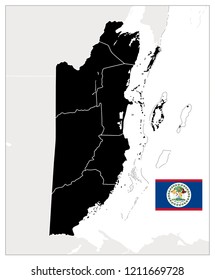 Belize Blank Black Map. Detailed map of Belize. No text. Vector illustration.