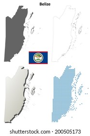 Belize blank detailed outline map set - vector version