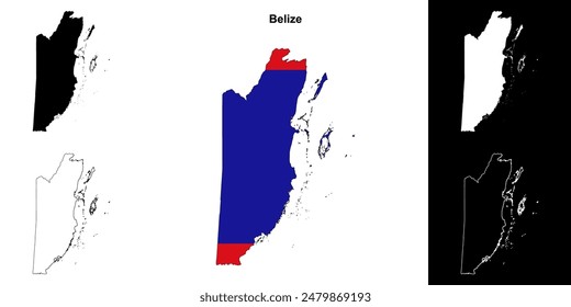 Belize blank outline map set