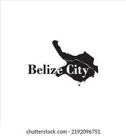 Belize City map and black lettering design on white background