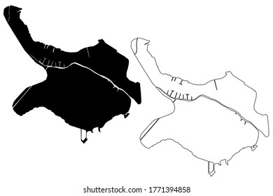 Belize City (Belize) map vector illustration, scribble sketch City of Belize map