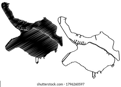Belize City (Belize) map vector illustration, scribble sketch City of Belize map