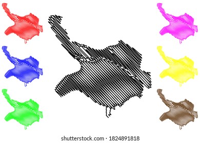 Mapa de la ciudad de Belice (Belice), ilustración vectorial, esbozo garabato, mapa de la ciudad de Belice
