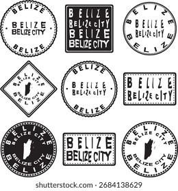 Belize Belize Cidade Round Seal Mapa Design