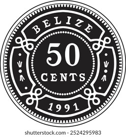 Belize moeda 50 centavos vetor design artesanal silhueta	
