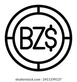 belize coin icon. Outline belize coin vector icon for web design isolated on white background