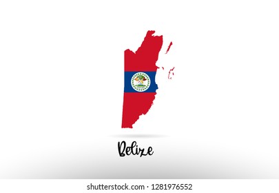 Belize country flag inside country border map design suitable for a logo icon design