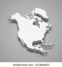 Belize country location within North America. 3d isometric map