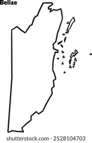 Belize country map outline white fill