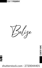 Belice - Country Nombre Diseño de Vector de texto de tipografía cursiva con estilo 