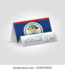 Belize country paper flag standing on the ground. Happy national day flag design.