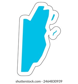 Belize country silhouette. High detailed map. Solid blue vector sticker with white contour isolated on white background.