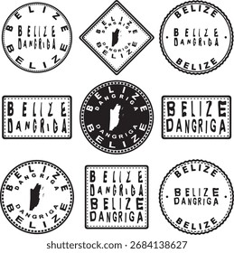 Belize Dangriga Round Seal Map Design