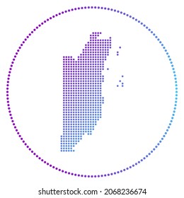 Belize Digital-Badge. Dotted Stil Karte von Belize im Kreis. Das technische Symbol des Landes mit gestuften Punkten. Attraktive Vektorgrafik.