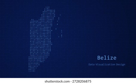 Belice Mapa digital formado con unos y ceros para el diseño de visualización de datos