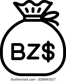 Belize dollar cash bag vector illustration . Editable stoke.
