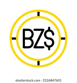Belize dollar currency icon. financial coin symbol with modern color outline style. editable stroke illustration.