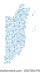 Mapa de puntos de Belice. Forma de estilo digital de Country. Imagen del Vector de Belice. Country forma puntos circulares azules. Ilustración vectorial con clase.