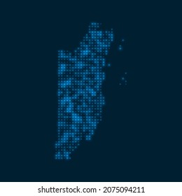 Belize dotted glowing map. Shape of the country with blue bright bulbs. Vector illustration.