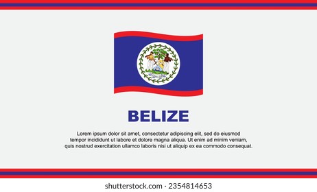 Plantilla de diseño de fondo de resumen de bandera de Belice. Cartel del Día de la Independencia de Belice, Ilustración del Vector de Medios Sociales. Diseño de Belice