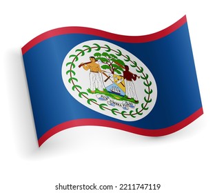 Belize flag bended and lying on white background