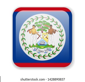 Belize flag bright square icon. Vector Illustration