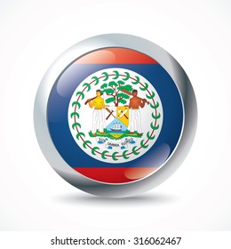 Belize flag button - vector illustration