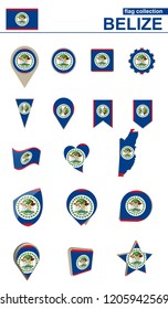 Belize Flag Collection. Big set for design. Vector Illustration.