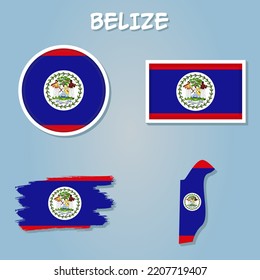 Belize Flag-Sammlung, Vektorsymbol-Set.
