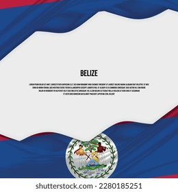 Belize flag design. Waving Belize flag made of satin or silk fabric. Vector Illustration.