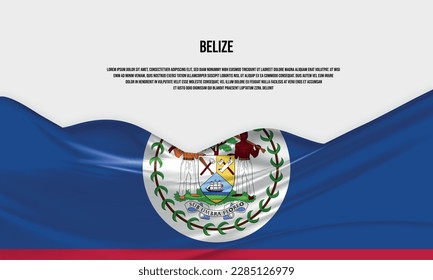 Belize flag design. Waving Belize flag made of satin or silk fabric. Vector Illustration.