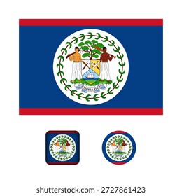 Belize Flag Flat Icons Collection