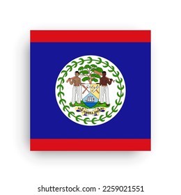 Belize flag - flat vector square with sharp corners and dropped shadow.