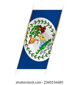 Belize flag in the form of a banner with waving effect and shadow. Modern vector design.