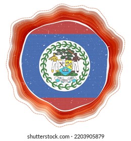 Belize flag in frame. Badge of the country. Layered circular sign around Belize flag. Trendy vector illustration.