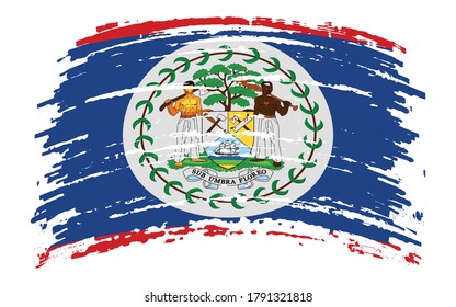 Belize flag in grunge brush stroke, vector image