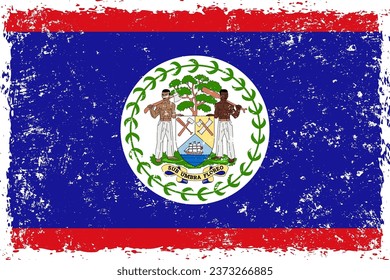 Belize flag grunge distressed style