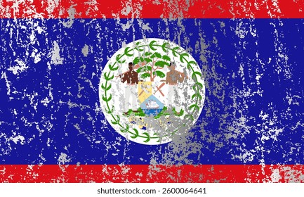 Belize flag with grunge effect.