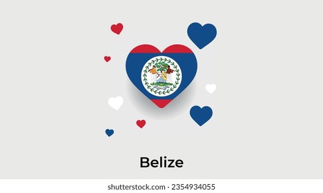 Belize Flag Herzform Land Symbol Vektorgrafik