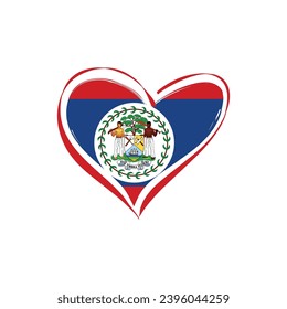 Bandera de Belice con forma de corazón, aislada en un fondo blanco para el Día de la Independencia de Belice. Ilustración vectorial.