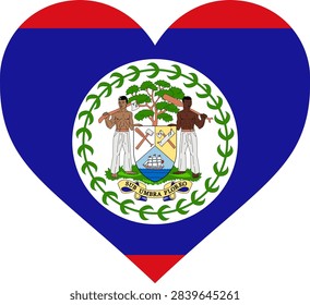 Belize flag heart shape vector illustration. Belizean national symbol heart icon graphic design