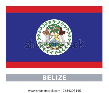 Belize flag. Flag icon. Standard colors. Standard size. Rectangular flag.