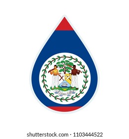 Belize flag icon. Water icon. Drop water. Belize badge. Flag drop.